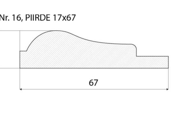 Piirdeliist 16- 17 x 67 mm, tamm, mänd, valge _4