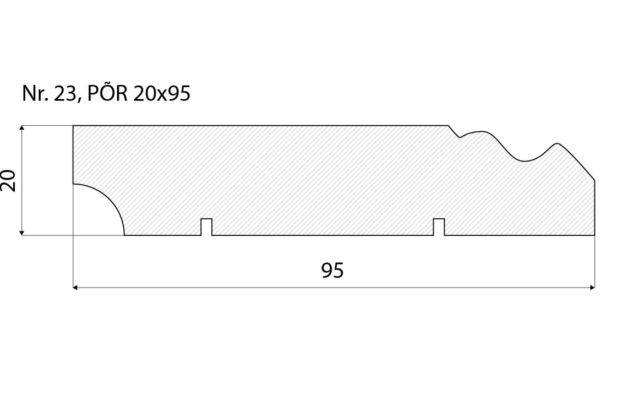 Põrandaliist nr 23 - 20 x 95 mm tamm, mänd, valge _4