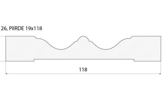 Piirdeliist 26- 19 x 118 mm, tamm, mänd, valge   _4