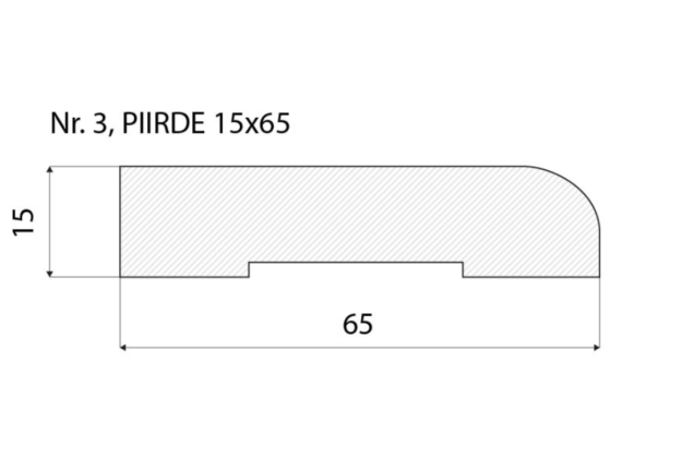 Piirdeliist 3 - 15 x 65 mm, tamm, mänd, valge _4