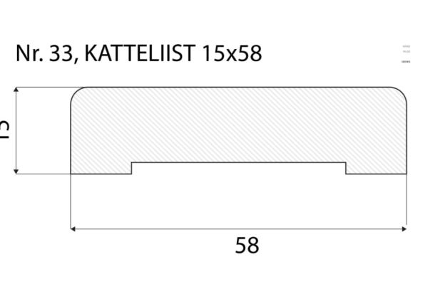 Katteliist nr 33 - 15 x 58 mm tamm, mänd, valge   _4