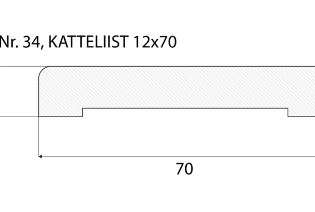 Katteliist nr 34 - 12 x 70 mm tamm, mänd, valge  _4