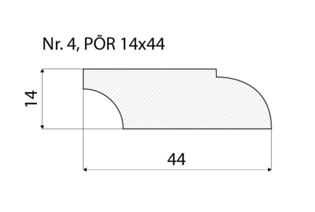 Põrandaliist nr 4 - 14 x 44 mm tamm, mänd, valge   _4