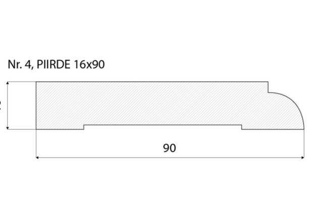 Piirdeliist 4 - 16 x 90 mm, tamm, mänd, valge  _4